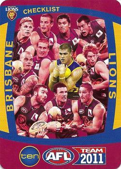 2011 Team Zone AFL Team - Team Checklists #NNO Brisbane Lions Front